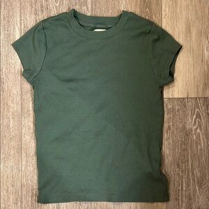 Madewell Cotton Ribbed Tee - Green - Extra Small